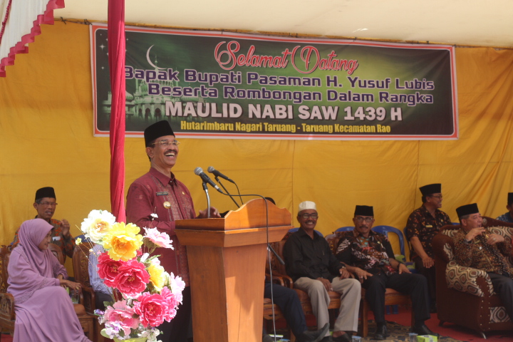 Bupati Pasaman Yusuf Lubis Hadiri Maulid Nabi Muhammad Saw Di Hutarimbaru