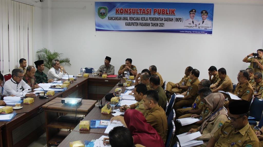 Bupati H. Yusuf Lubis, SH, M.Si Membuka secara Resmi Forum Konsultasi Publik Rancangan Awal RKPD Kabupaten Pasaman Tahun 2021