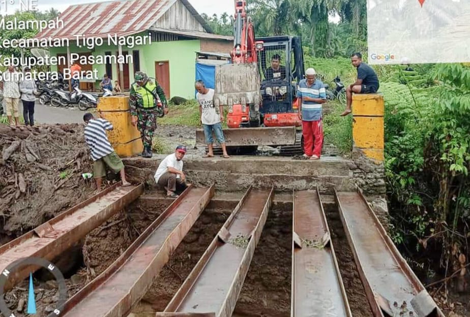 Jembatan Sungai Batang Tapa yang Ambruk, sudah kembali dikerjakan